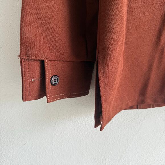 Vtg 70s Shirt Jacket Daggar Collar Rust Contrast Stich Western Chore Coat Mens L - Picture 8 of 8